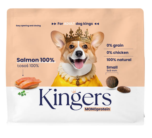 KINGERS karma sucha dla małych psów Łosoś