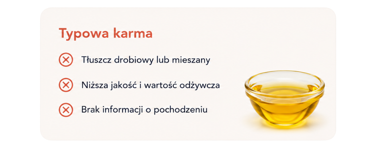 Typowa karma — tłuszcz niewiadomego pochodzenia