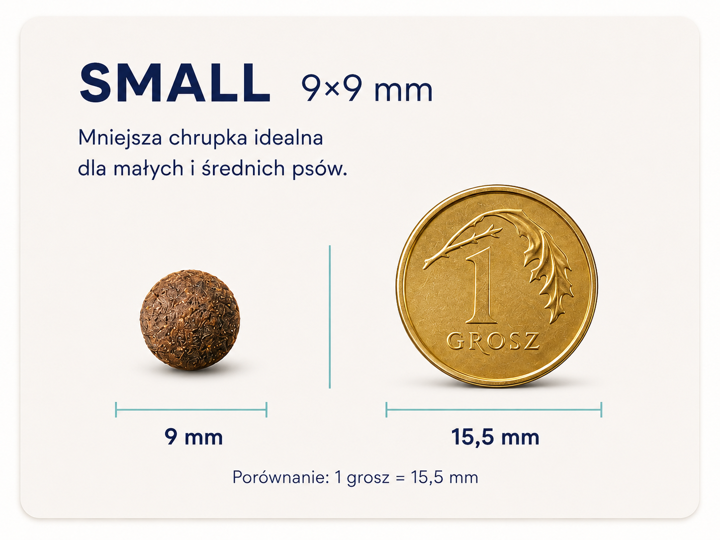 Porównanie wielkości chrupki KINGERS Small 9 mm