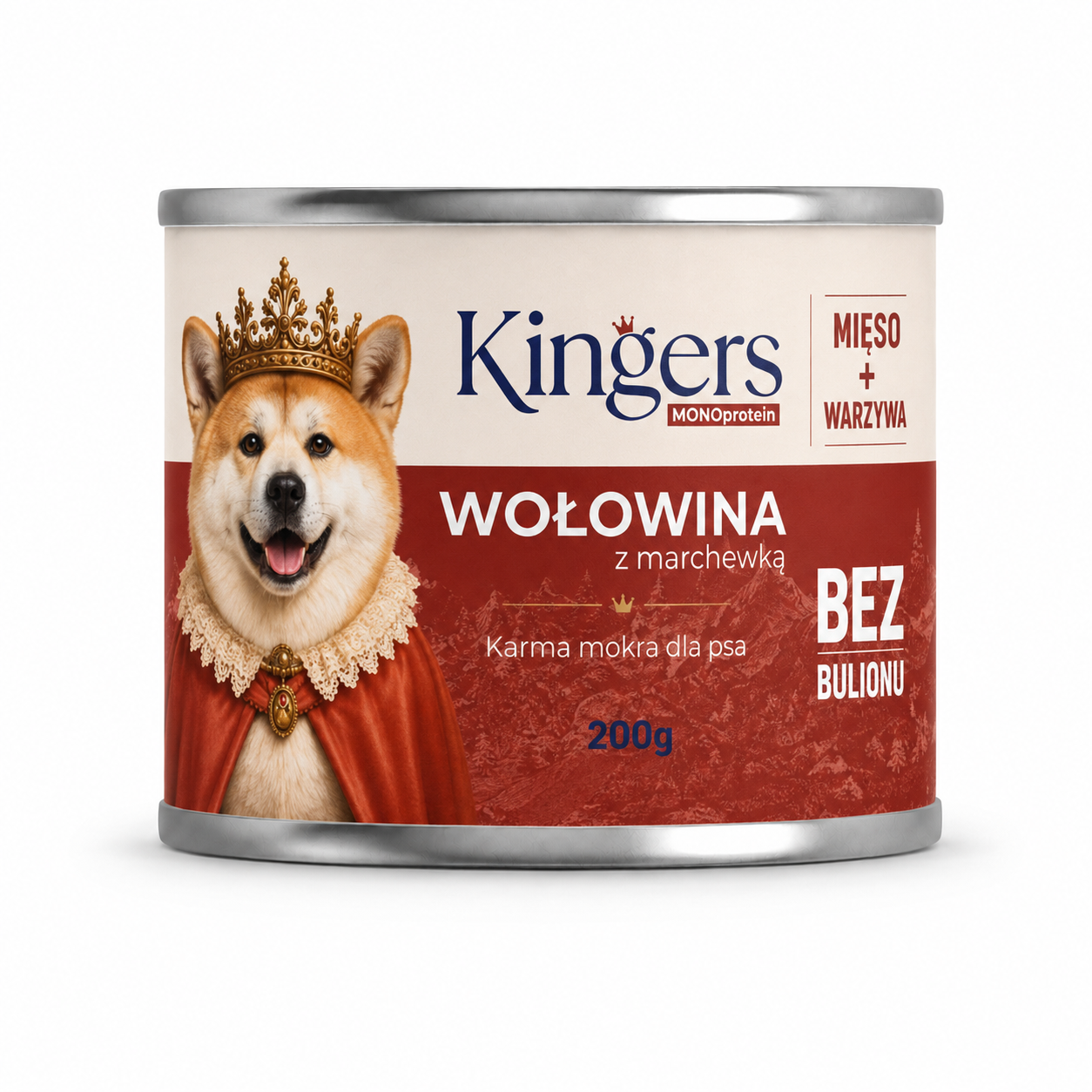 KINGERS Wołowina z marchewką – Mokra karma dla psa - 200g