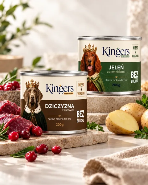 Karmy mokre KINGERS Dziczyzna i Jeleń